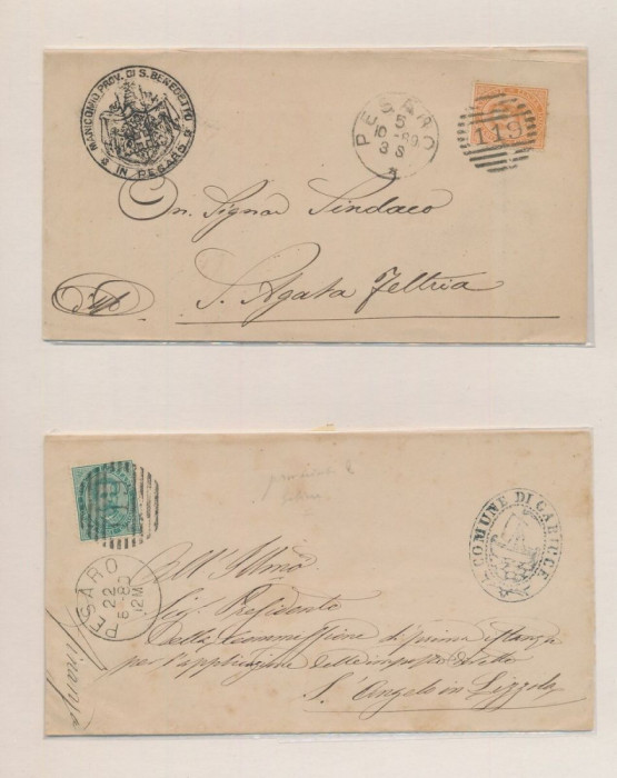 Italy 1880-1889 Postal History Rare 2 x Cover Pesaro DG.033