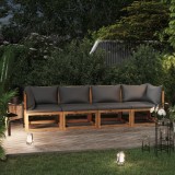 VidaXL Canapea de grădină cu 4 locuri, cu perne, lemn masiv de acacia 3057608