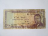 Rară! Burundi 100 Francs 1979(an rar),bancnota din imagini