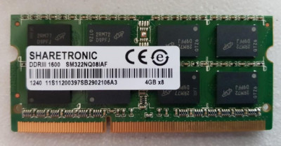 Memorie Laptop Sharetronic 4GB 1600Mhz PC3-12800S 1.5V foto