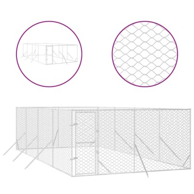 Padoc de exterior pentru caini argintiu 4x8x2 m otel galvanizat foto