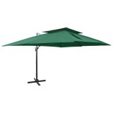 Cumpara ieftin Umbrela in consola cu invelis dublu, verde, 400x300 cm