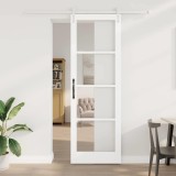 Ușa Glisantă cu Set de Hardware &quot;ORKDAL&quot; Alb Lemn Solid &amp; Sticlă