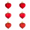 Set Ornamente Crăciun, Inimi, 6 Bucăți, Plastic, Culoare Roșie, Textură Mată și Strălucitoare cu Glitter, Dimensiune 5cm, Oem