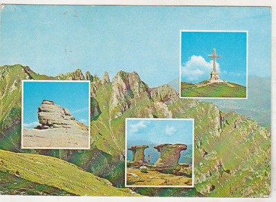bnk cp Muntii Bucegi - Vedere - circulata - marca fixa foto