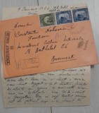 1942 Scrisoare dragoste Bacău - București timbre Dragomirna / Putna / Bucovina