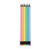 Creion Strigo HB cu guma multicolora, lemn negru, corp pastel