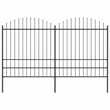 Gard de grădină cu v&acirc;rf suliță, negru, 3,4 m, oțel