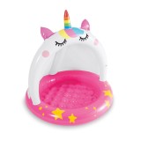 Piscina pentru copii Intex cu acoperis, 102 x 102 cm, model unicorn