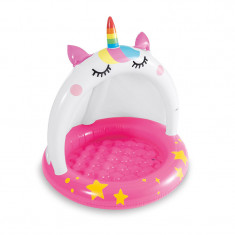 Piscina pentru copii Intex cu acoperis, 102 x 102 cm, model unicorn