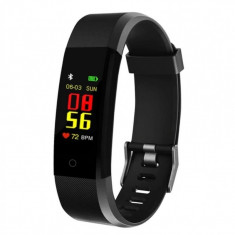 Resigilat Bratara Smart Fitness Techstar® ID115 Plus Fitness, 0,95" OLED, BT4.0, Waterproof IP65, Monitorizare Puls, Tensiune, Negru