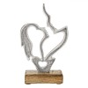 Decorațiune Metalică de Masă, Cuplu, Bază Lemn, Argintie, 13x5x22cm, Oem