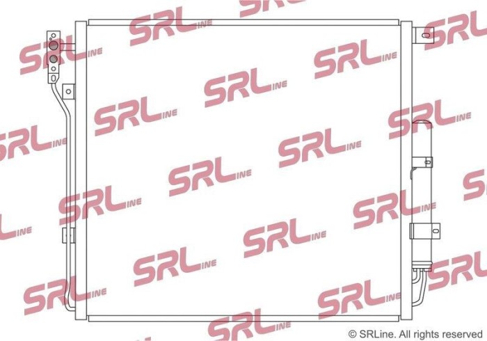 Condensator climatizare AC Land Rover Discovery/Lr3 09, Range Rover Sport 13, motor: 4.4 V8, Condensator cu filtru uscator, 640x570x16, SRLine, miez