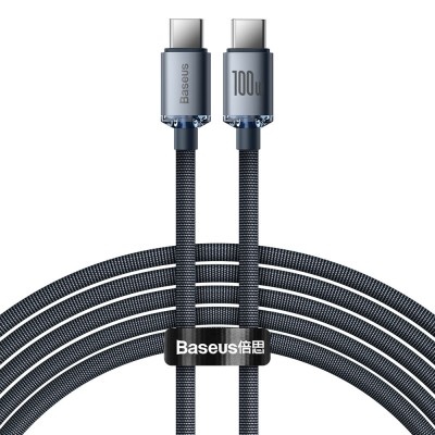 Cablu cu incarcare rapida fast charge type c - type c 100W 1.2 m CAJY000601 Baseus Crystal Shine foto