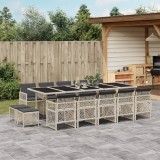 Set mobilier de grădină cu perne 15 piese gri deschis poliratan