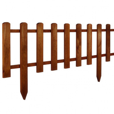 Gard de gradina decorativ, din lemn distantat, maro, 104x40 cm foto