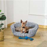 PawHut Cusca Interior pentru Animale de Companie cu Perna Gri maro 57 &times; 46 &times; 17.5cm