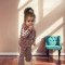 Trening roz pudra din catifea pentru fetite (Marime Disponibila: 6-9 luni