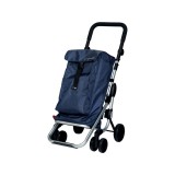 Cărucior Cumpărături Playmarket Albastru 39.5L, 4 Roți, Cadru Metalic, Demontabil, Greutate Max 25kg