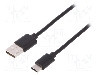 Cablu USB A mufa, USB C mufa, USB 2.0, lungime 1.8m, negru, ASSMANN - AK-300136-018-S