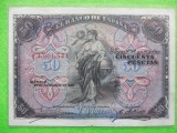 SPANIA 50 PESETAS 1906 timbru sec de validare aplicat in timpul Republicii (175)