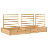 Outsunny Pat de grădină &icirc;nălțat cu spalier Jardiniere din lemn cu 3 spaliere Perete despărțitor Bază deschisă 240 x 125 x 102 cm Lemn natural | Aosom