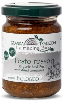 Pesto rosu BIO din busuioc si rosii uscate La Macina Bio foto