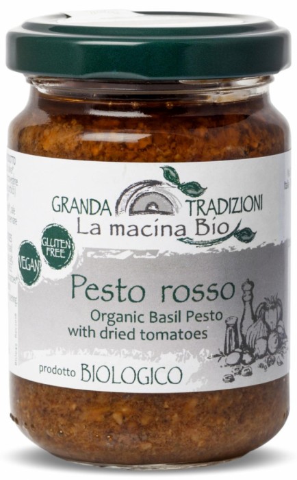 Pesto rosu BIO din busuioc si rosii uscate La Macina Bio