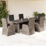 VidaXL Set mobilier de grădină cu perne, 7 piese, gri, poliratan