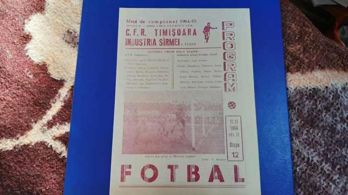 program CFR Timisoara - Ind. S.C. Turzii