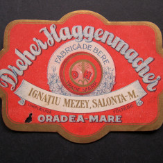 Eticheta de bere DREHER HAGGENMACHER Oradea, anii 1930