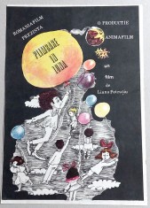 Plimbare in luna - Afis fata-verso film rom&acirc;nesc desene animate, Animafilm 1988