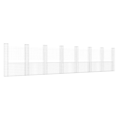 Cos gabion in forma de U cu 8 stalpi, 860x20x200 cm, fier foto