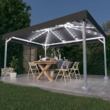 Pavilion gradina cu LED vidaXL, 400x300cm, aluminiu, antracit, impermeabil, protectie UV, ideal evenimente, montaj facil