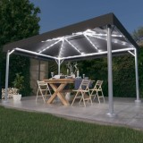 vidaXL Pavilion cu perdele&amp; lumini LED,antracit,400x300cm aluminiu