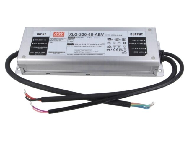Alimentator LED pulsatoriu 320W 48V DC 6,5A MEAN WELL IP67