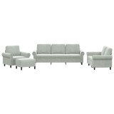 Cumpara ieftin Set de canapele cu perne, 4 piese, gri deschis, catifea