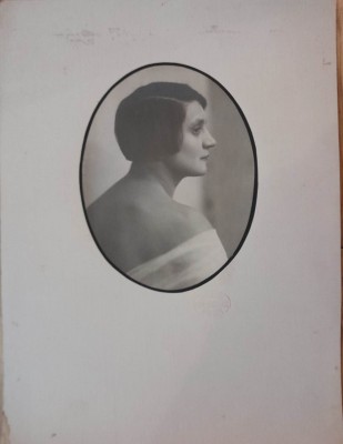 Foto veche mare / semiprofil doamna / Brasov Kronstad Atelier Keresztes interbel foto