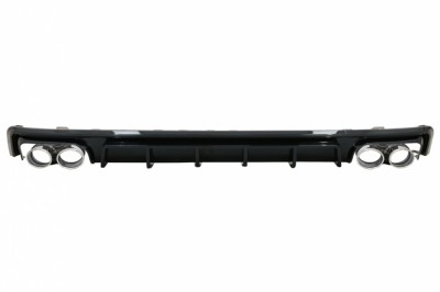 Difuzor Bara Spate si Ornamente Evacuare Audi A6 C8 4K Avant Sedan (2018-up) S6 Design Negru Lucios Performance AutoTuning foto