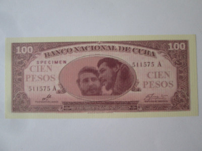 Cuba 100 Pesos Specimen UNC:Fidel Castro+Ernesto Che Guevara,bancnota fantezie foto