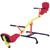 AIYAPLAY Balansoar pentru Copii Rotativ 360&deg;, Capacitate 200kg, 2 Locuri cu M&acirc;nere Antiderapante, Scaune Capitonate, Spătar, Roți, 253x96x75 cm, 3-12
