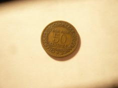 Moneda 50 centime Franta 1924 , bronz , cal. UNC