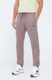 Hummel pantaloni de trening din bumbac culoarea maro, neted