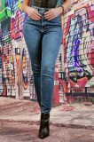 F921-444 Blugi skinny model destroyed din denim usor elastic