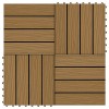 Plăci podea &icirc;n relief, WPC, 11 buc., 30x30 cm 1 mp, culoare tec