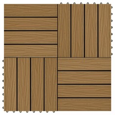 vidaXL Plăci podea &amp;icirc;n relief, WPC, 11 buc., 30x30 cm 1 mp, culoare tec foto