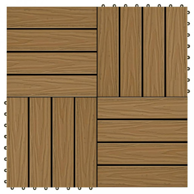 vidaXL Plăci podea &amp;icirc;n relief, WPC, 11 buc., 30x30 cm 1 mp, culoare tec foto