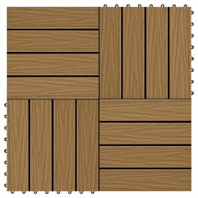 Plăci podea &amp;icirc;n relief, WPC, 11 buc., 30x30 cm 1 mp, culoare tec foto