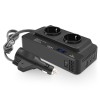 Invertor de Putere Sinusoidal Techstar&reg;, 200W~400W, 12V la 220V &ndash; 2 Prize AC EU, 2 Porturi USB QC și 1 USB-C, cu Afisaj Digital și Tehnologie PD