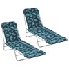Set 2 Șezlonguri Pliabile vidaXL, Oțel, Material textil Oxford, Model Frunze, Multicolore, 55x182x24 cm, Max 120 kg